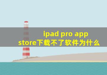 ipad pro app store下载不了软件为什么